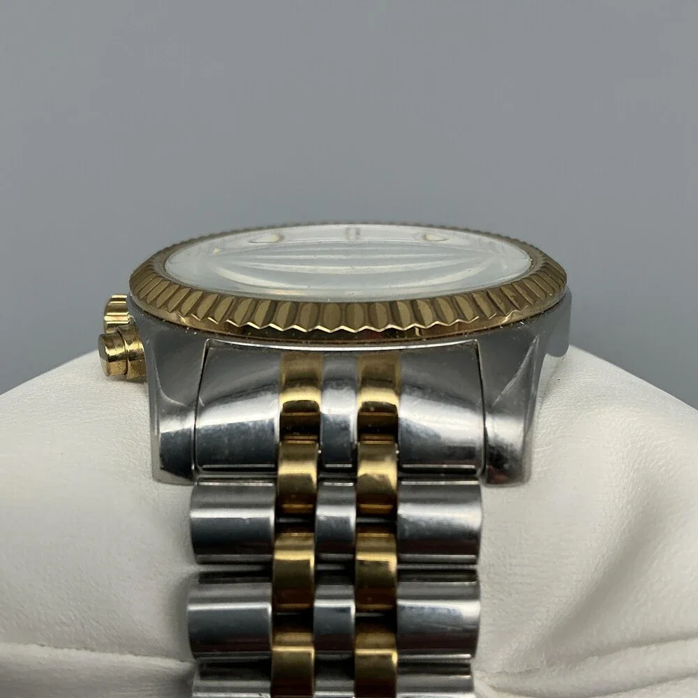 Michael Kors Lexington Women Watch 45mm Two Tone Chrono MK-8344 New Battery 6.5